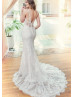 Ivory Lace Tulle Open Back Dreamy Wedding Dress